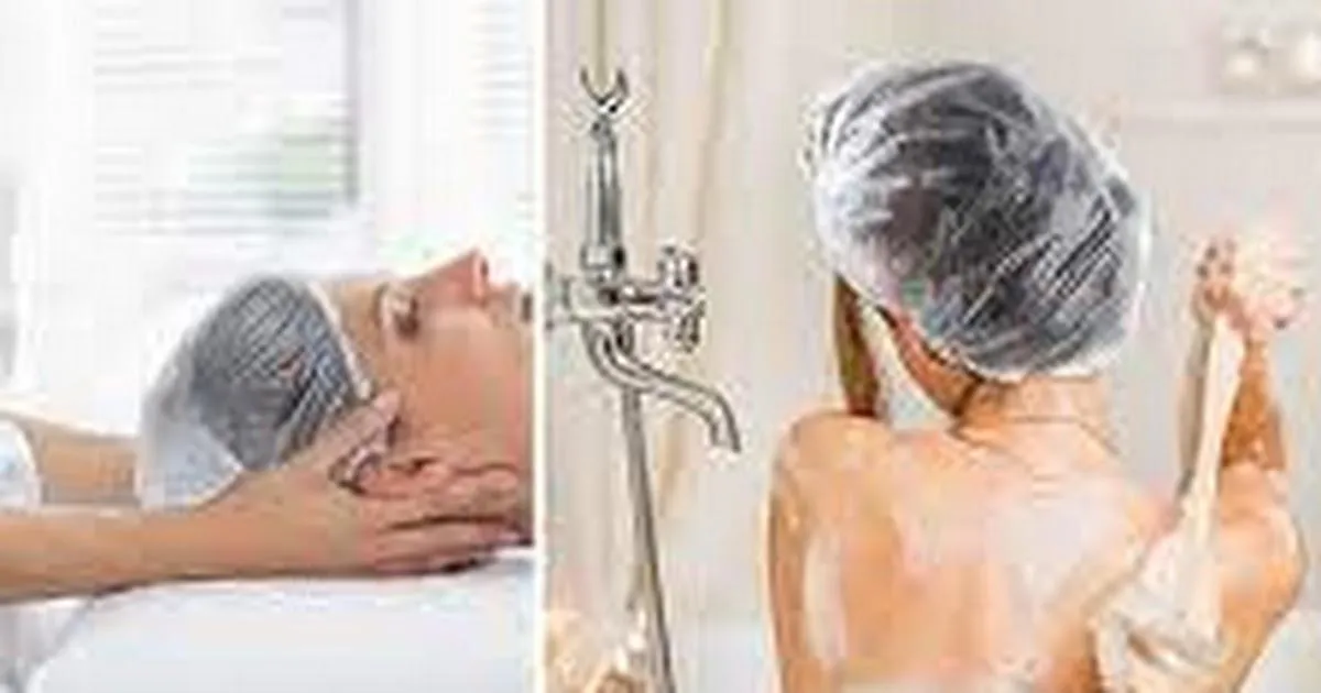 K Kudos Shower Caps 100 Pcs - Multi-Purpose Thickening Elastic Bath Cap Plastic Waterproof Clear Shower Caps Bath Shower