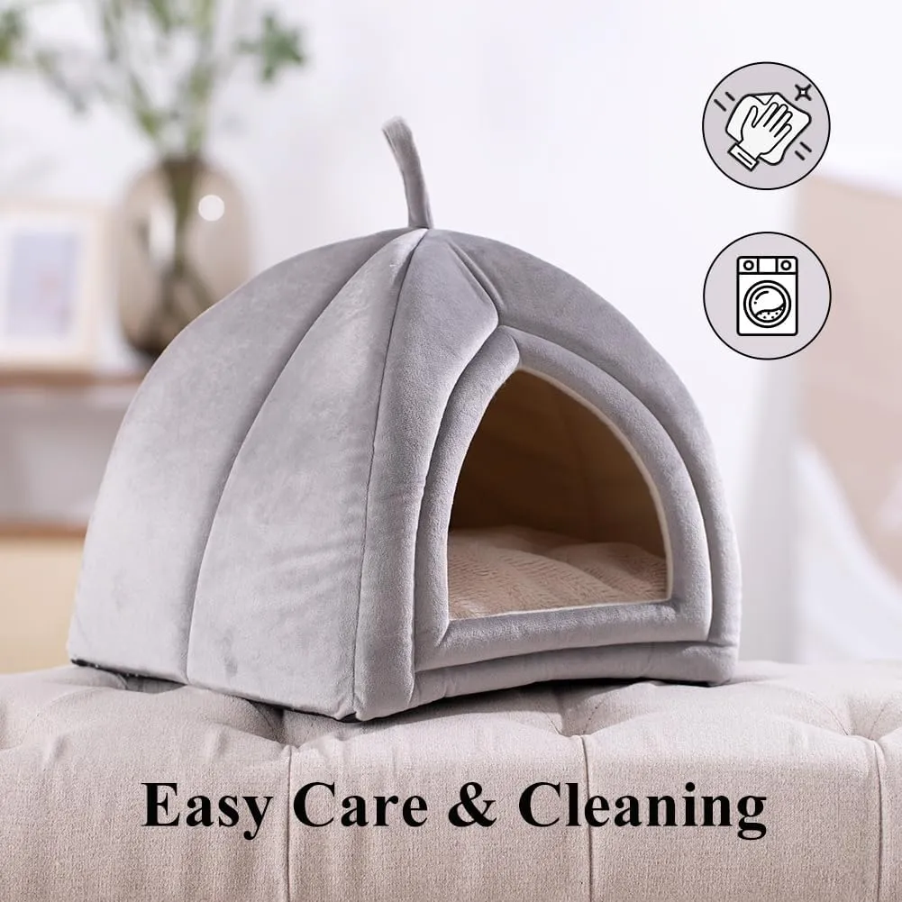 KASENTEX Cozy Small Pet Bed - Ultra Soft Plush Cushion for Cats and Small Animals, Washable Sleeping Pad, Perfect for Indoor Pets, 11 Inches, Grey