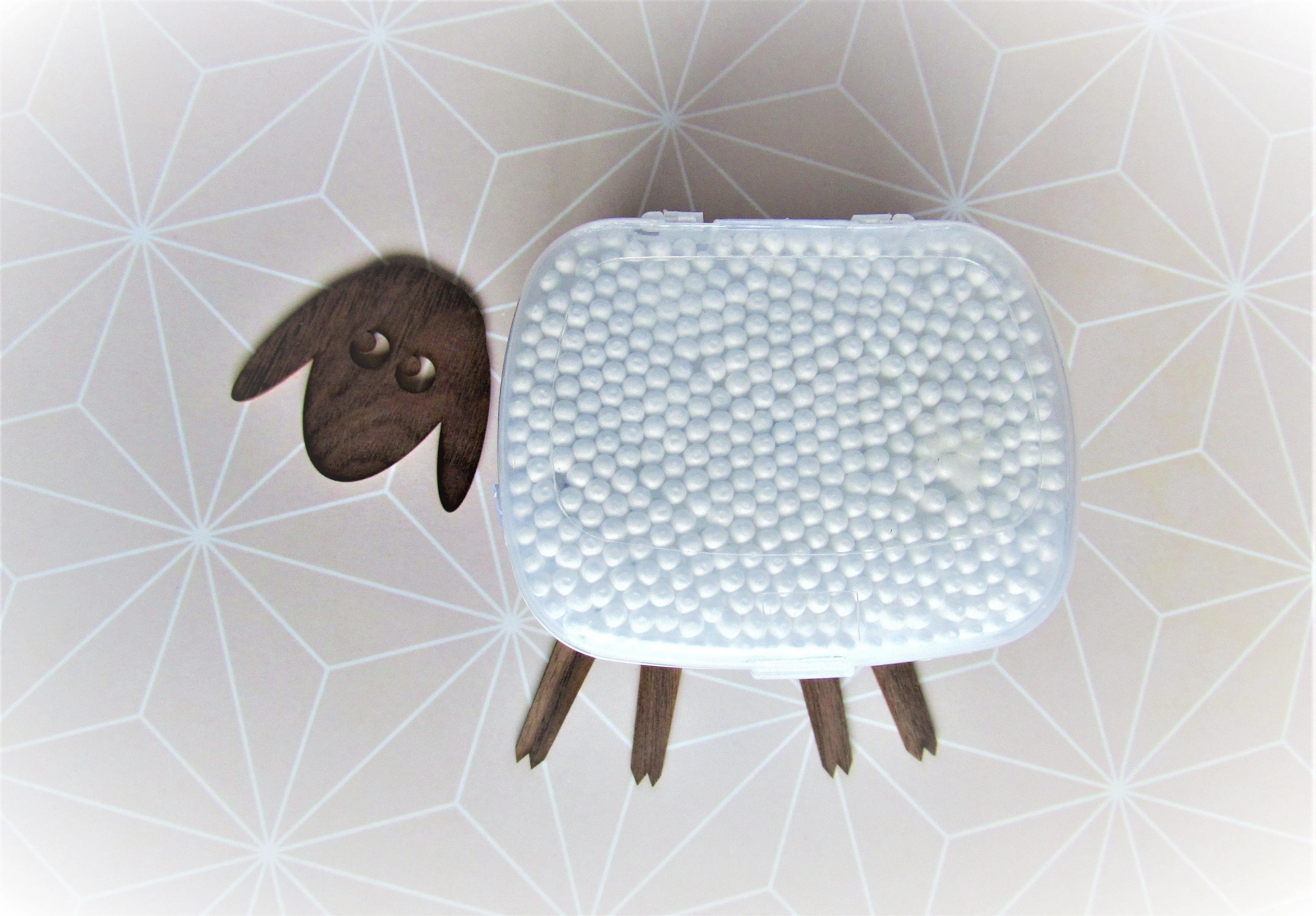 Lamb - A wall mounted box containing cotton buds. Funny Wall Decal