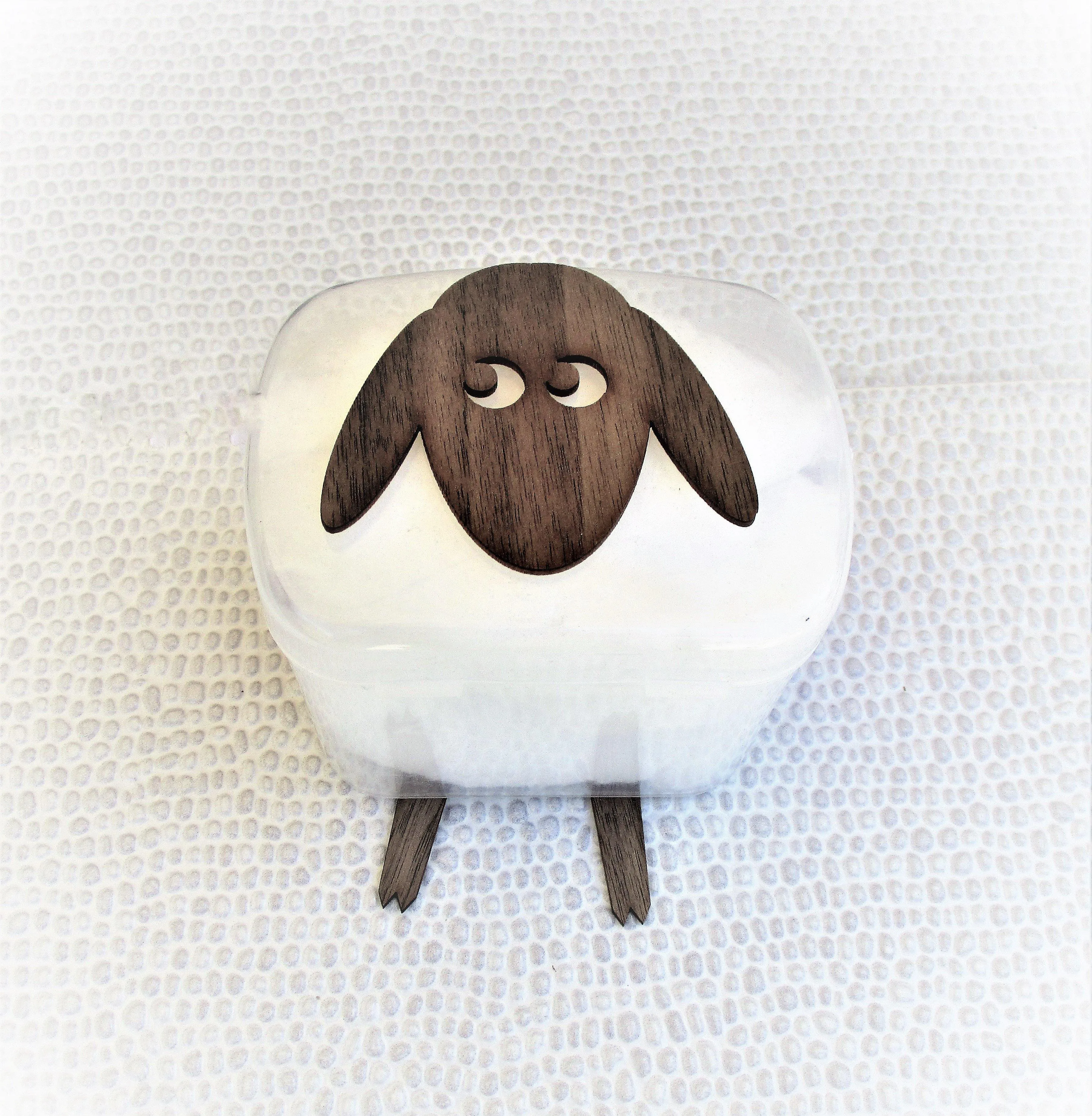 Lamb - A wall mounted box containing cotton buds. Funny Wall Decal