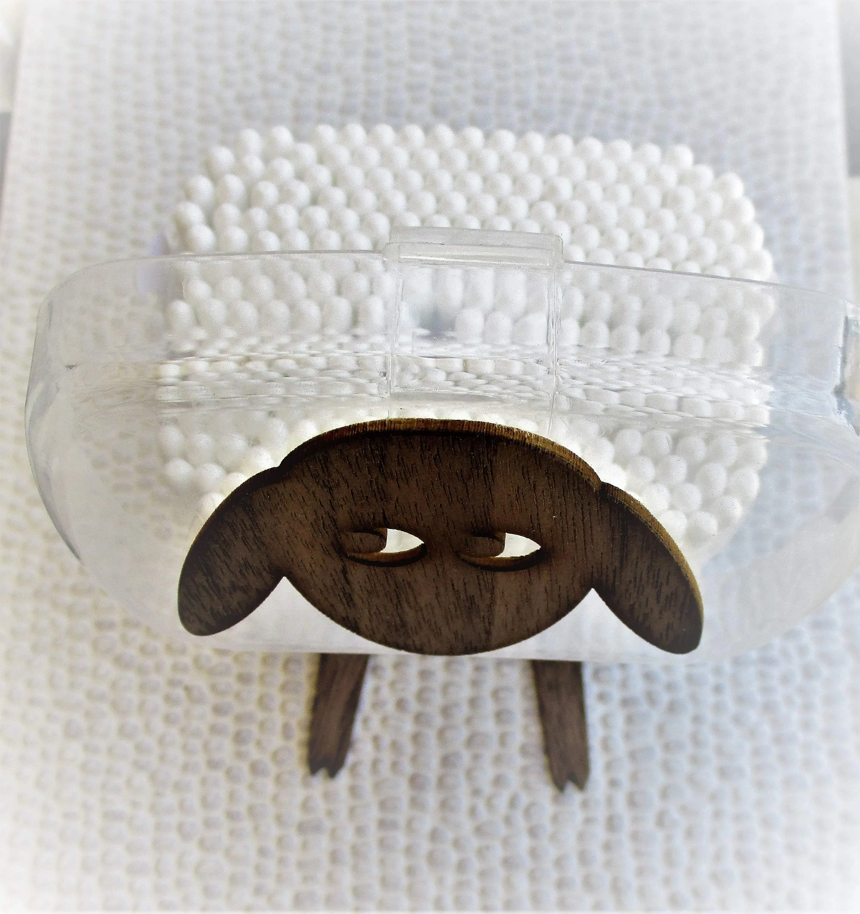 Lamb - A wall mounted box containing cotton buds. Funny Wall Decal