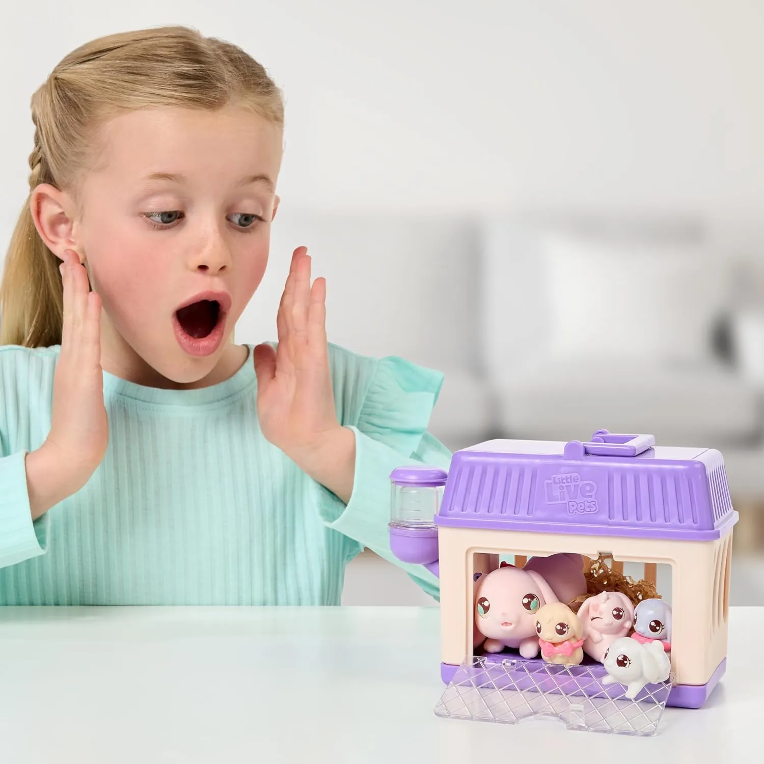 Little Live Pets Mama Surprise Minis Bunny, Care for Your Mama Hamster or Mama Bunny in Their Hutch to Reveal 2, 3, or 4 Mini Babies