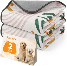 LOOBANI Washable Pee Pads for Dogs: 2-Pack Super Absorbent Reusable Puppy Pads, 100% Waterproof and Non-Slip Whelping Pads for Potty Training, Playpens, Crates, Floors, Beds, and Couches, 24x36 in