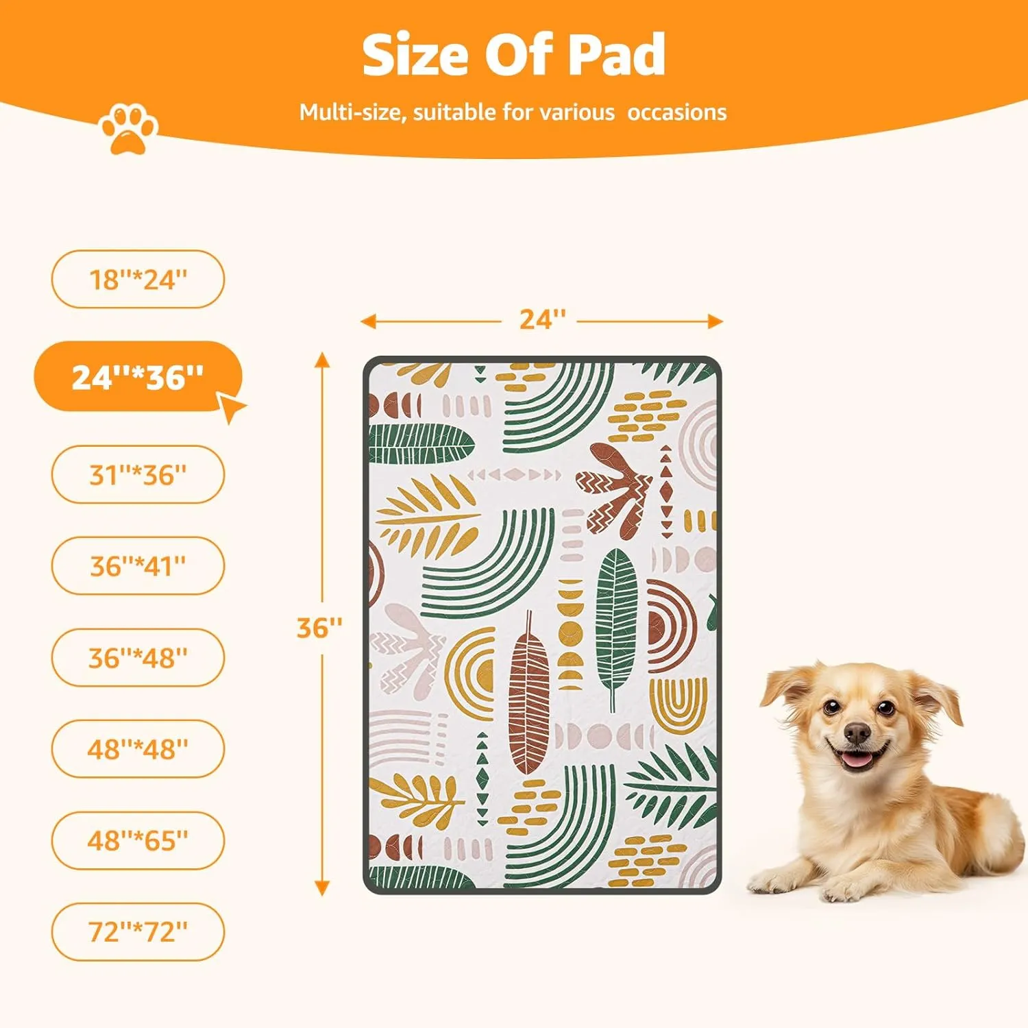 LOOBANI Washable Pee Pads for Dogs: 2-Pack Super Absorbent Reusable Puppy Pads, 100% Waterproof and Non-Slip Whelping Pads for Potty Training, Playpens, Crates, Floors, Beds, and Couches, 24x36 in