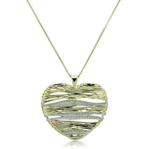 LOS599 - Gold Rhodium 925 Sterling Silver Necklace with AAA Grade CZ