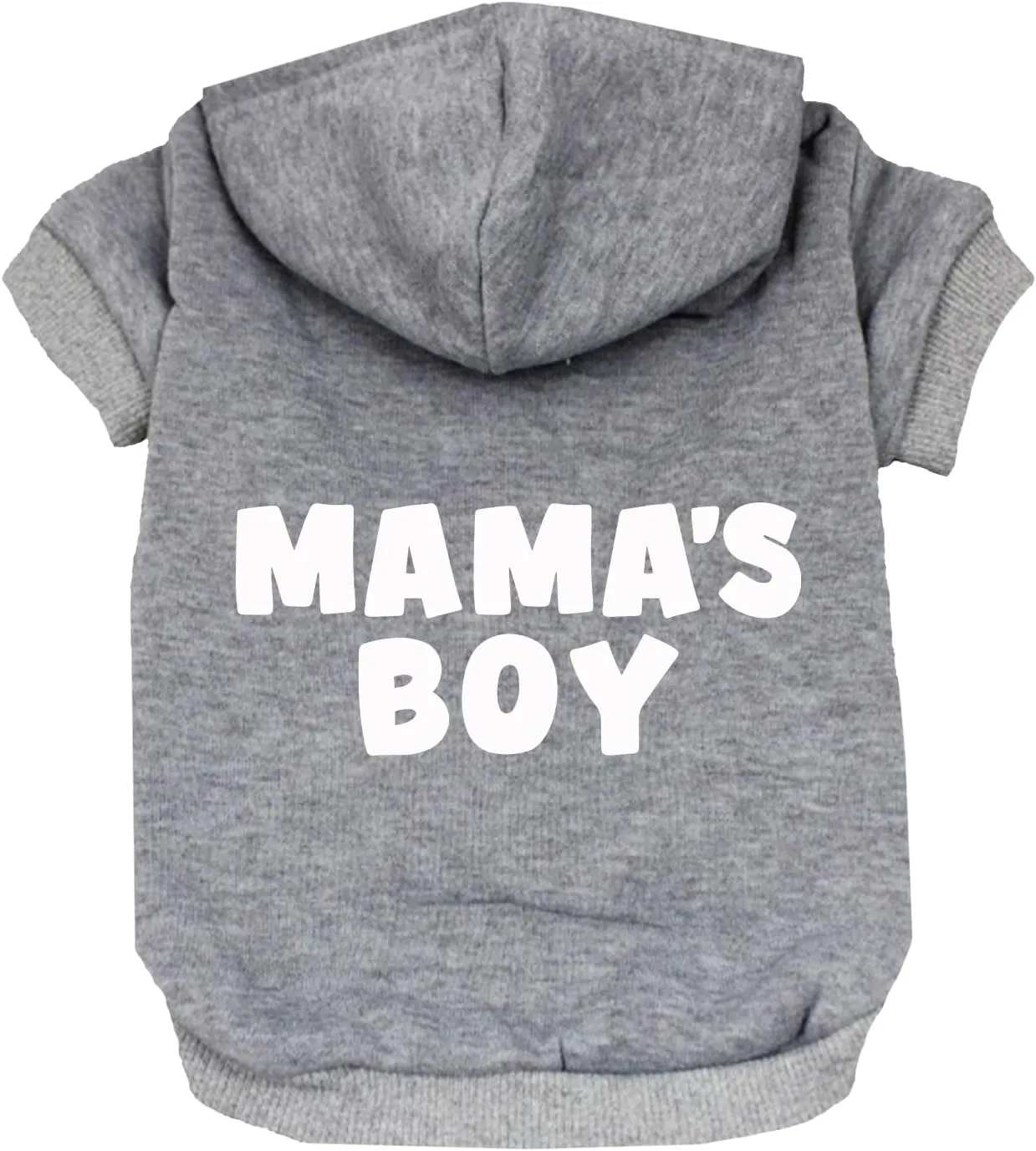 Mama's Boy Mother's Day, Valentine's Day Dog Hoodie Fleece Lined Pullover Sweatshirt with Leash Hole (Grey, X-Small 944)