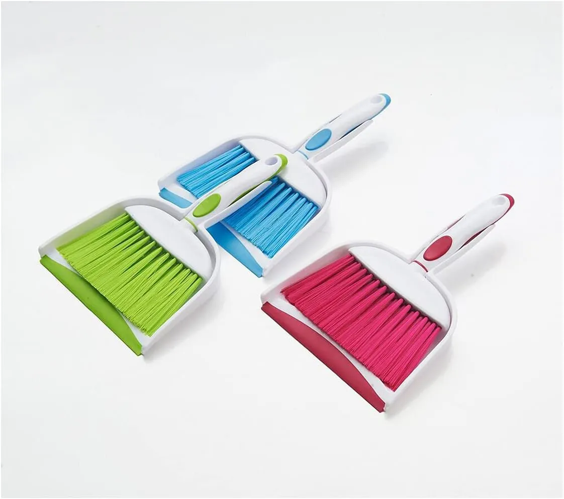 Mini Broom and Dustpan Set-Mini Whisk Set for Desk, Housekeeping, Office, Kitchen, Pet Nest, etc.,Daily Cleaning Necessity Plastic Mini Dustpan Set (Gray)