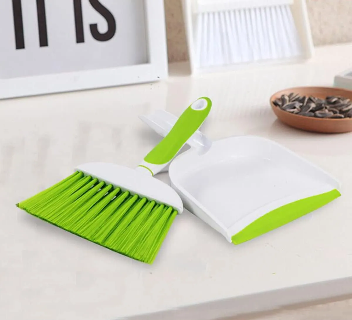 Mini Broom and Dustpan Set-Mini Whisk Set for Desk, Housekeeping, Office, Kitchen, Pet Nest, etc.,Daily Cleaning Necessity Plastic Mini Dustpan Set (Gray)