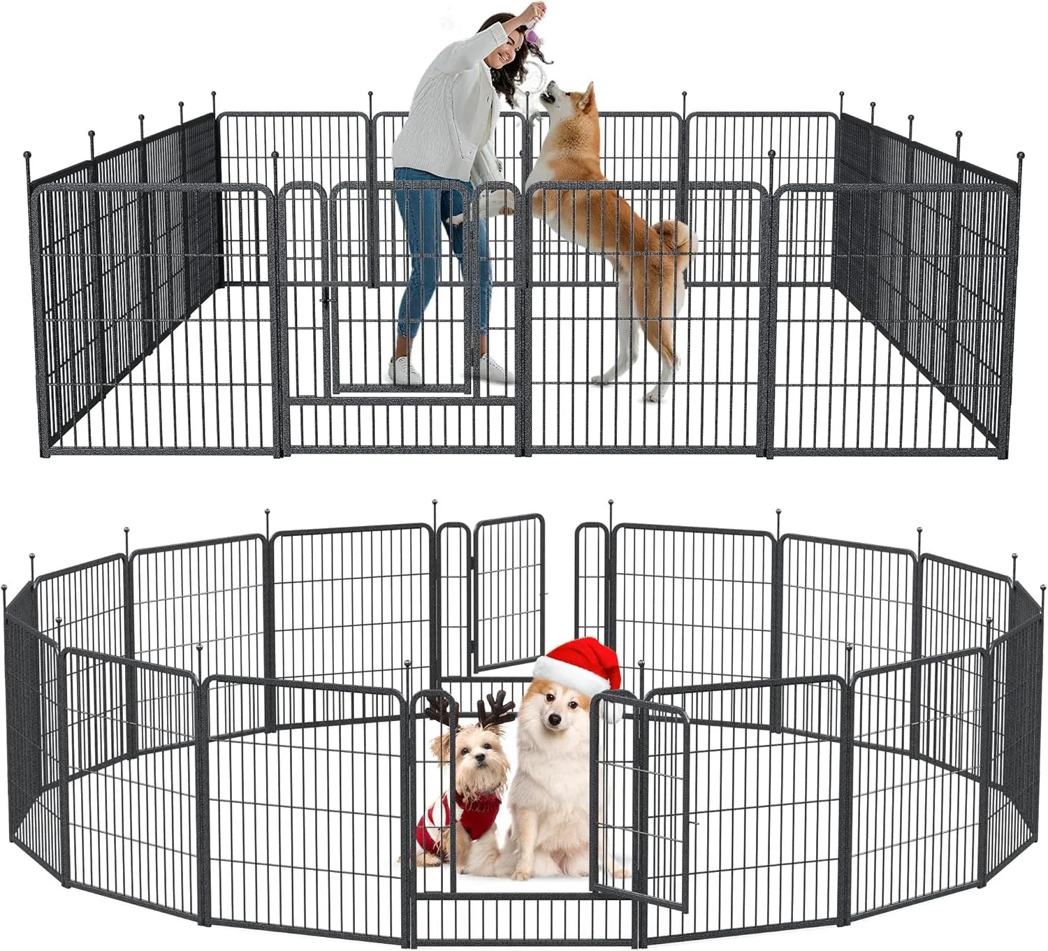 Mr IRONSTONE Dog Playpen with Anti-Rust Coating  32" Height 16 Panels Portable & Foldable Indoor/Outdoor Pet Fence for Large, Medium, or Small Dogs  Durable Exercise Pen