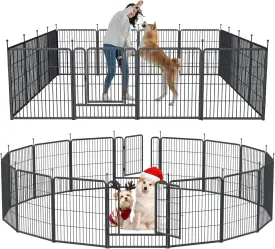 Mr IRONSTONE Dog Playpen with Anti-Rust Coating  32" Height 16 Panels Portable & Foldable Indoor/Outdoor Pet Fence for Large, Medium, or Small Dogs  Durable Exercise Pen