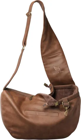 Noah & Paw Dog Sling Carrier for Small Dogs 5-18lb, Dog Sling for Small Dogs and Cats, Dog Carrier with Adjustable Padded Strap, Vegan Leather Lined with Fur, 3X Safety Features, Machine Washable