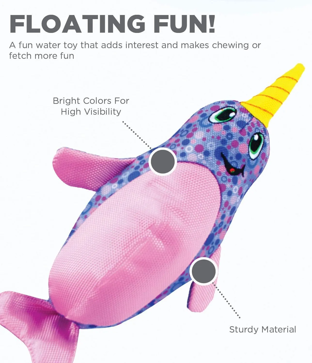 Outward Hound Floatiez Narwhal Floating Interactive Dog Toy, Large