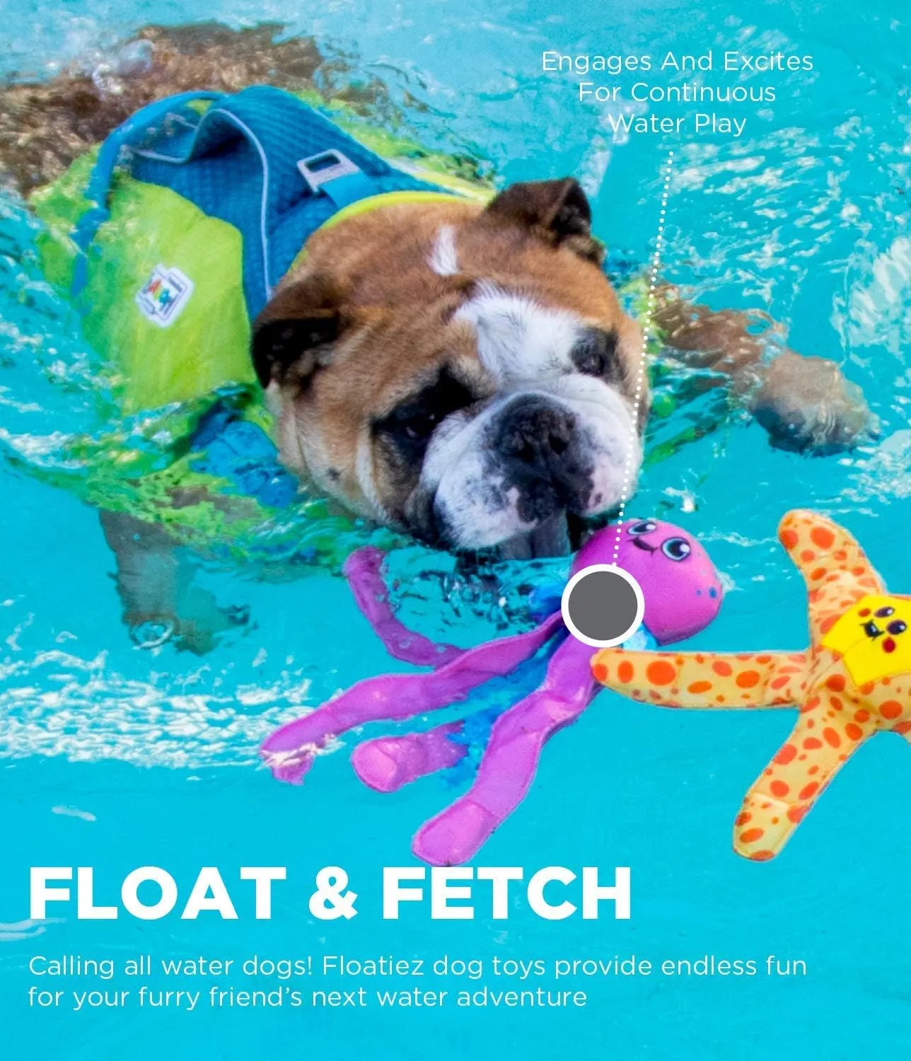 Outward Hound Floatiez Narwhal Floating Interactive Dog Toy, Large