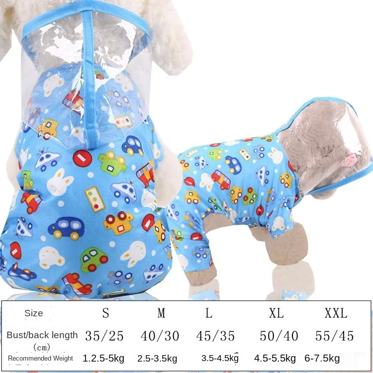 Pet Clothes Transparent Raincoat Dinosaur Four-Legged Pet Clothing Pet Supplies Spring Summer