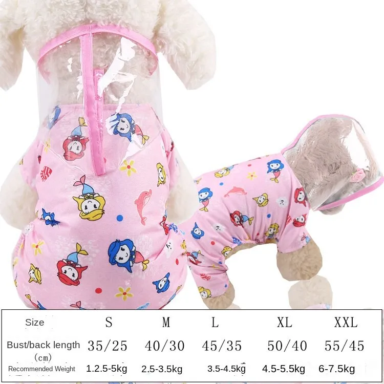 Pet Clothes Transparent Raincoat Dinosaur Four-Legged Pet Clothing Pet Supplies Spring Summer