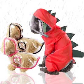 Pet Clothes Transparent Raincoat Dinosaur Four-Legged Pet Clothing Pet Supplies Spring Summer
