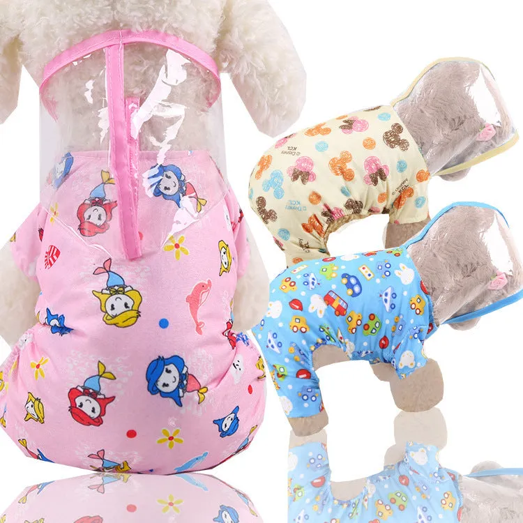 Pet Clothes Transparent Raincoat Dinosaur Four-Legged Pet Clothing Pet Supplies Spring Summer