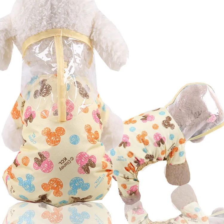 Pet Clothes Transparent Raincoat Dinosaur Four-Legged Pet Clothing Pet Supplies Spring Summer