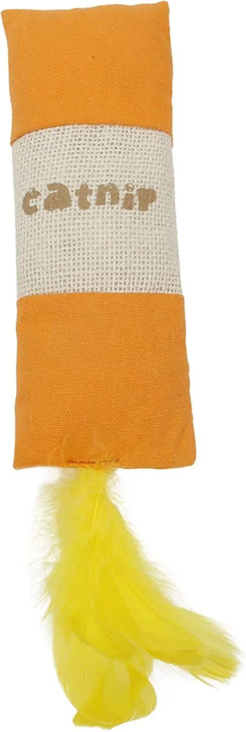 Pet Life  Rectangular Duffle Crinkle Plush Faux Fur Teaser Catnip Kitty Cat Toy