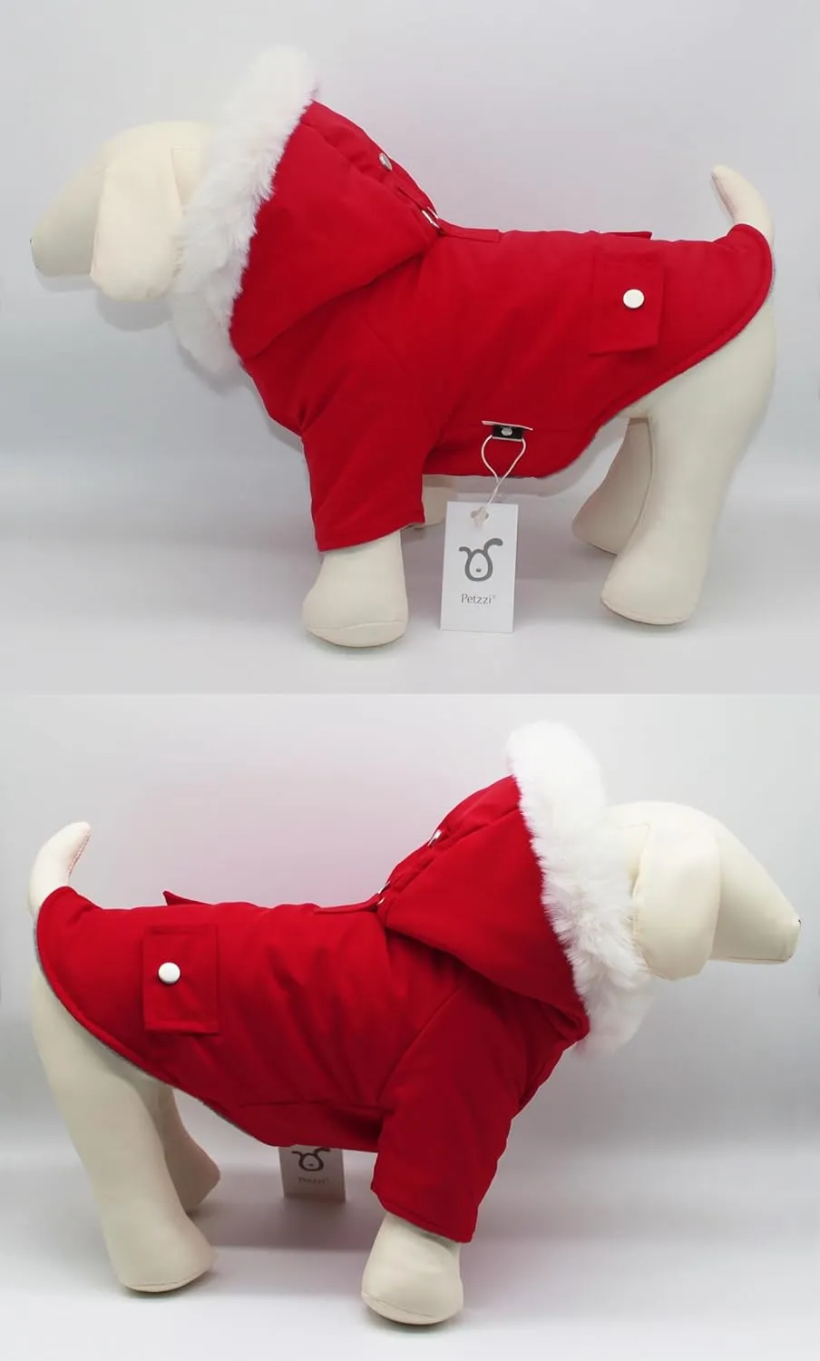 Pet Warm Dog Coat for Winter Cold Weather Clothes Hooded Dog Jacket Small Puppies Medium Large Dog Cat Clothes Insulated Padded Snow Parka (Red, XX-Large)