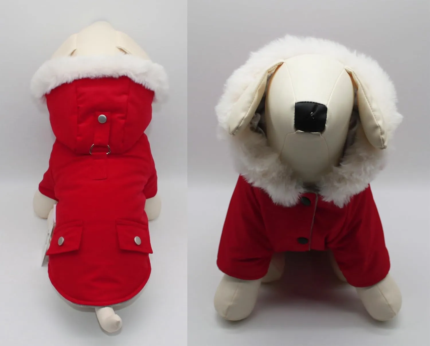 Pet Warm Dog Coat for Winter Cold Weather Clothes Hooded Dog Jacket Small Puppies Medium Large Dog Cat Clothes Insulated Padded Snow Parka (Red, XX-Large)