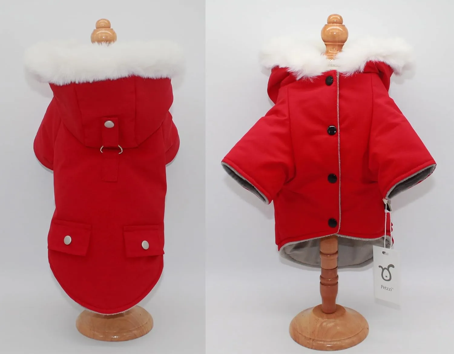 Pet Warm Dog Coat for Winter Cold Weather Clothes Hooded Dog Jacket Small Puppies Medium Large Dog Cat Clothes Insulated Padded Snow Parka (Red, XX-Large)