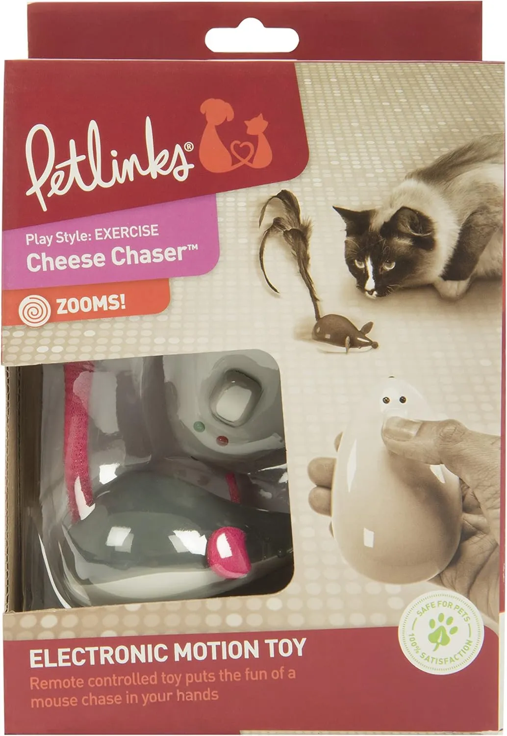 Petlinks Cheese Chaser Remote Controlled Mouse Cat Toy, Battery Powered