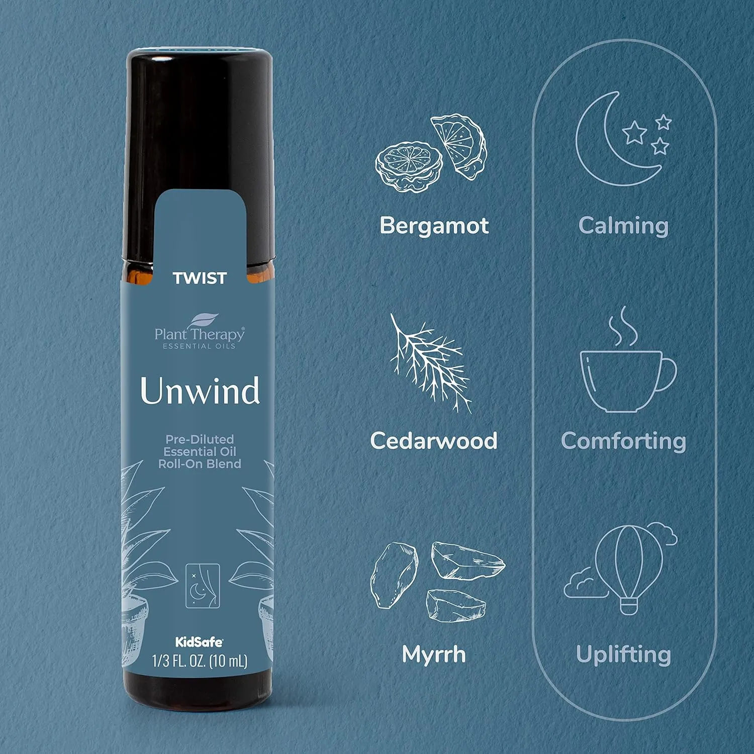 Plant Therapy Unwind Essential Oil Roll On Blend 10 mL (1/3 oz) 100% Pure, Pre-Diluted, Natural Aromatherapy