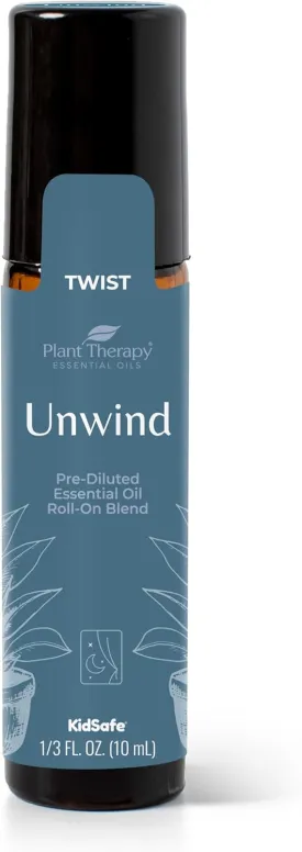 Plant Therapy Unwind Essential Oil Roll On Blend 10 mL (1/3 oz) 100% Pure, Pre-Diluted, Natural Aromatherapy