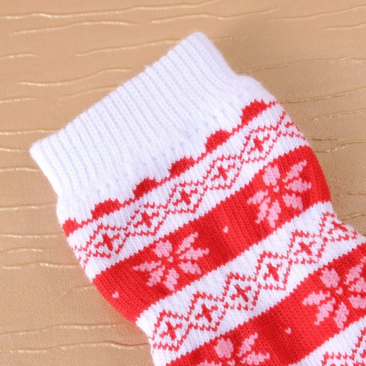 POPETPOP 4Pcs Knitted Dog Leg Warmers Winter Warm Pet Dog Leg Socks Snow Print