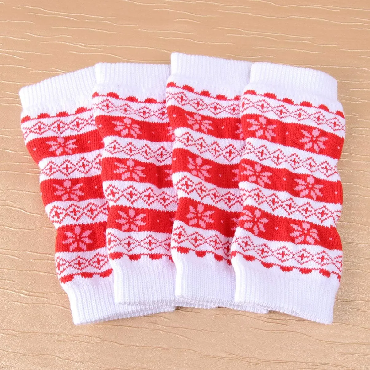 POPETPOP 4Pcs Knitted Dog Leg Warmers Winter Warm Pet Dog Leg Socks Snow Print