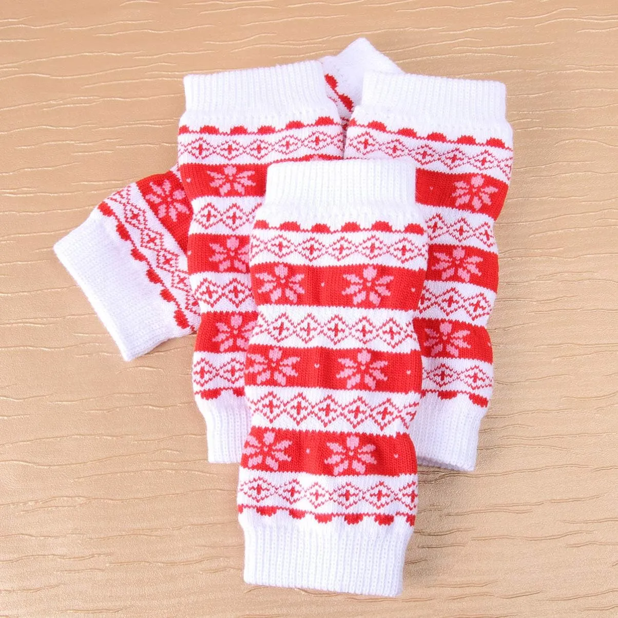 POPETPOP 4Pcs Knitted Dog Leg Warmers Winter Warm Pet Dog Leg Socks Snow Print