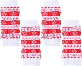 POPETPOP 4Pcs Knitted Dog Leg Warmers Winter Warm Pet Dog Leg Socks Snow Print