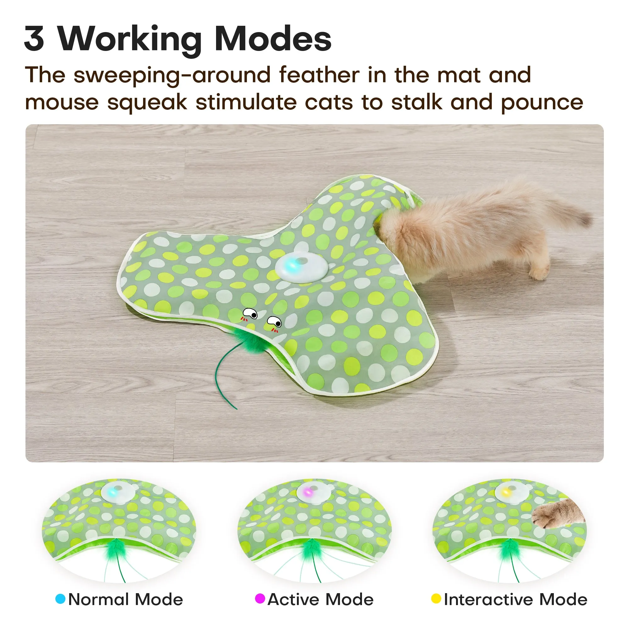 Potaroma Interactive Hide and Seek Cat Toys, in-The-Cover Moving Feather, Kitten Wand Toy,