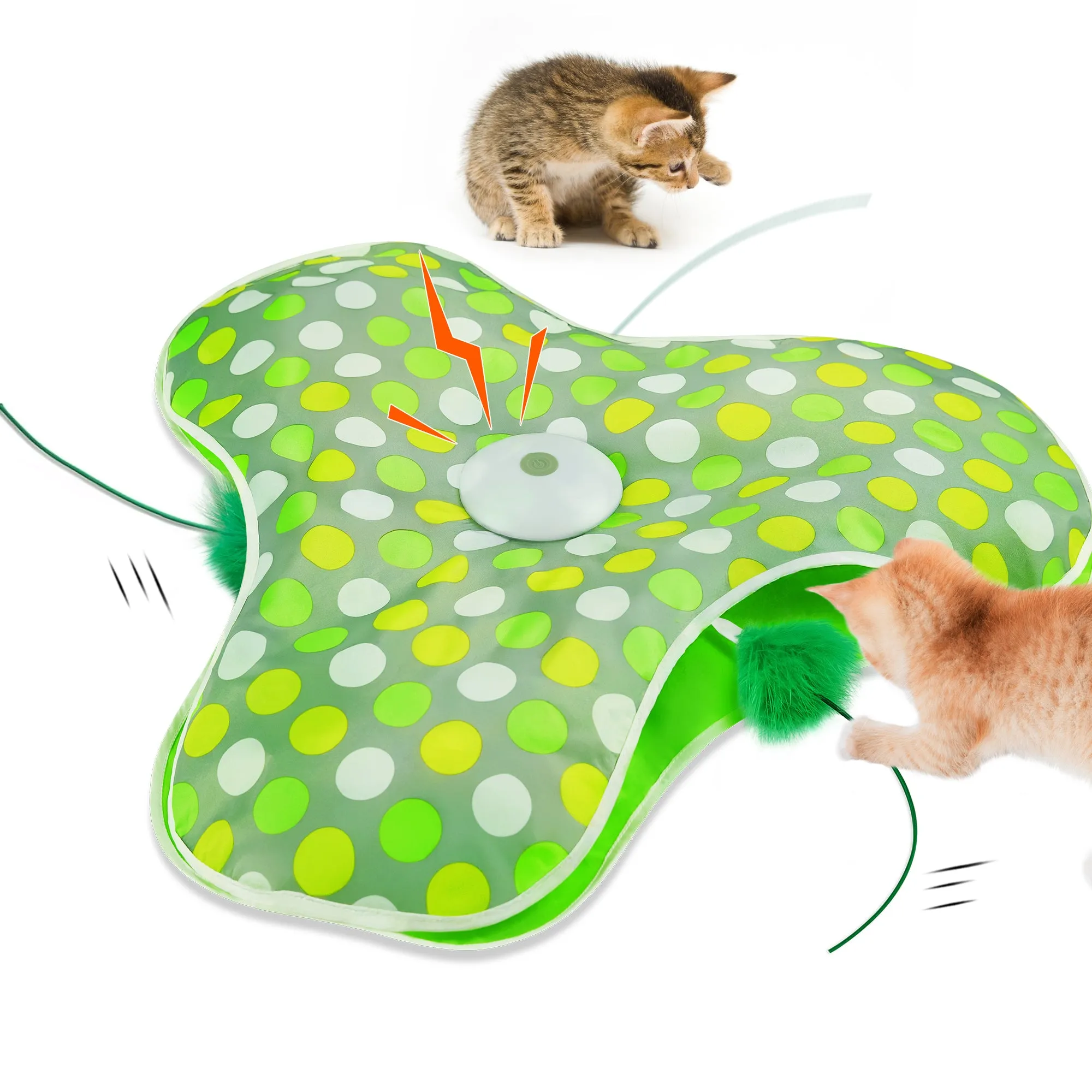 Potaroma Interactive Hide and Seek Cat Toys, in-The-Cover Moving Feather, Kitten Wand Toy,