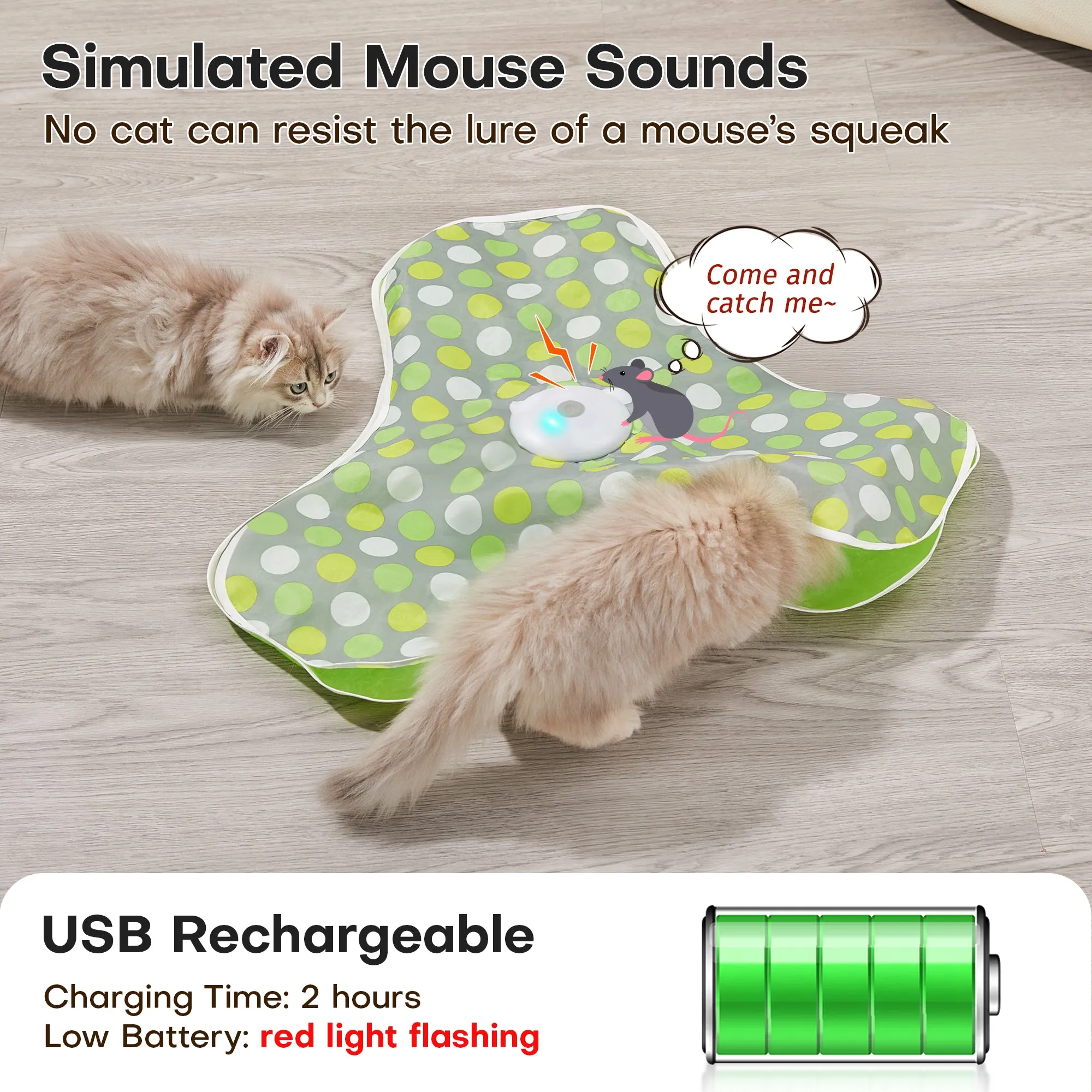 Potaroma Interactive Hide and Seek Cat Toys, in-The-Cover Moving Feather, Kitten Wand Toy,