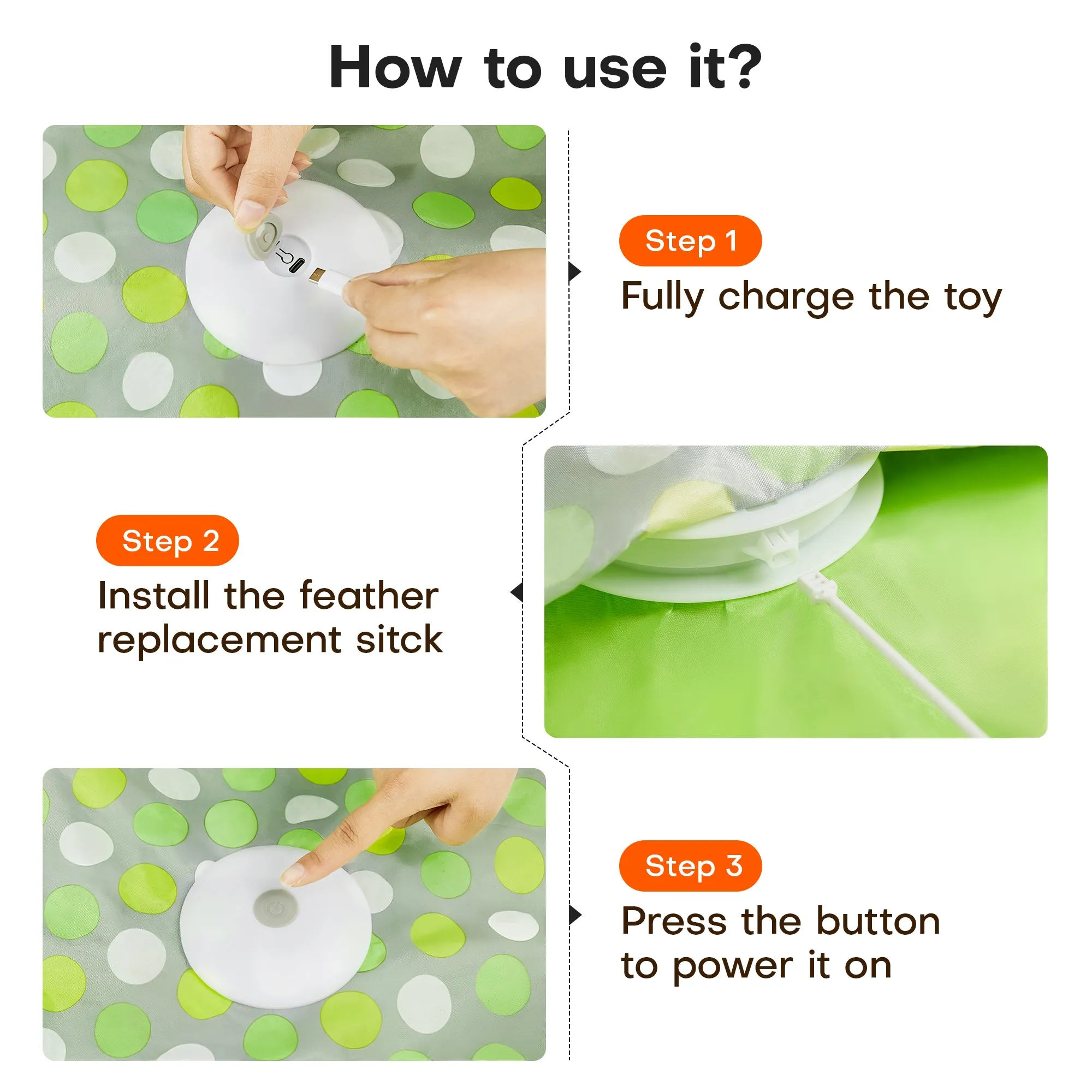 Potaroma Interactive Hide and Seek Cat Toys, in-The-Cover Moving Feather, Kitten Wand Toy,