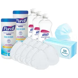 Purell Hand Sanitizer Kit w/ Purell Sanitizing Hand Wipe Canister and Masks