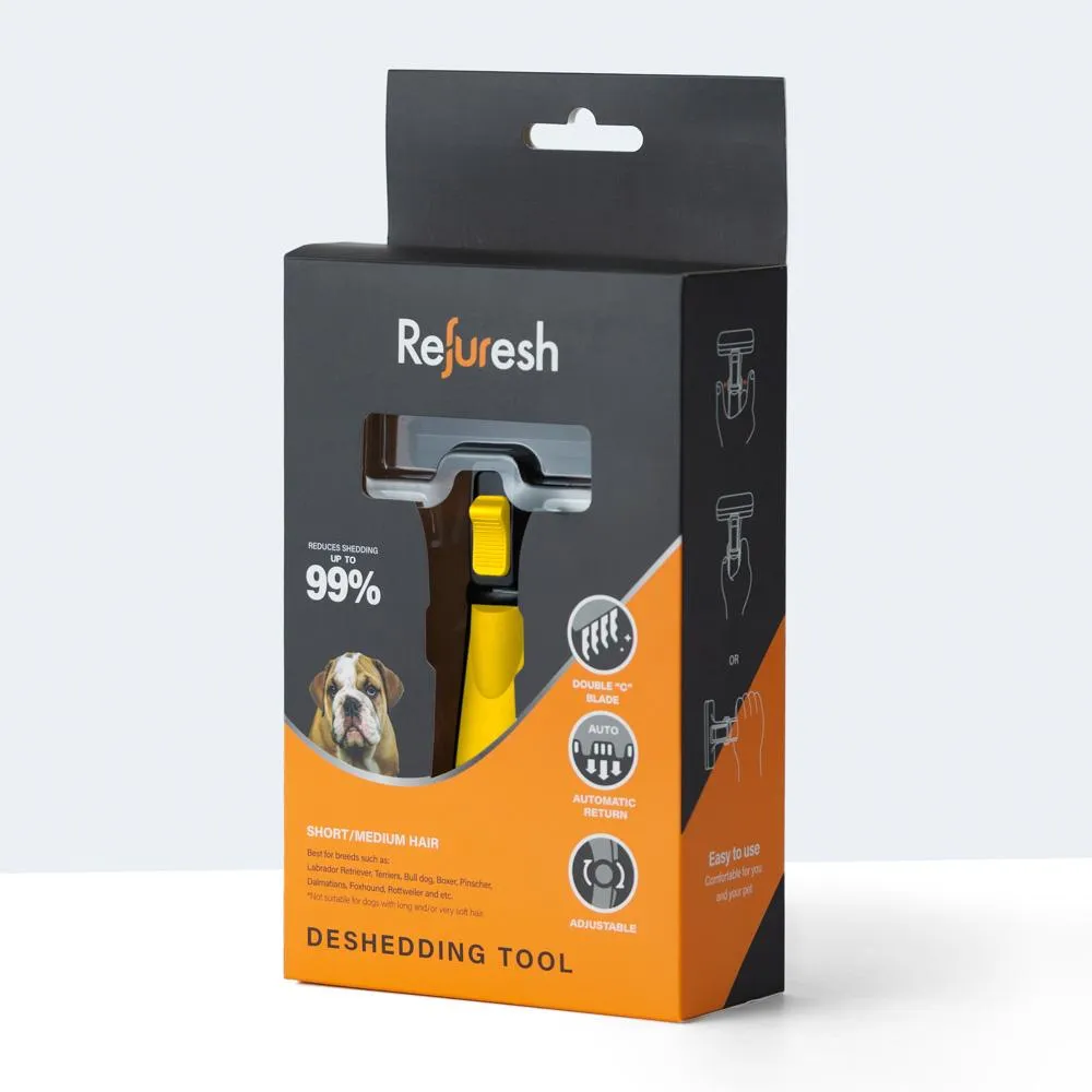 Refuresh Short and Medium Hair Dog Deshedding Tool Yellow Medium^^^
