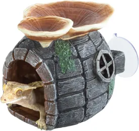 REPTI ZOO Reptile Hide - Multifunctional Hides with Suction Cup, Resin Caves for Gecko, Lizard (Ganoderma Lucidum Shape)