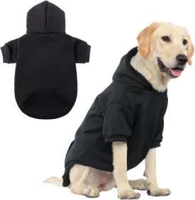 SCENEREAL Hoodie Sweater for Small Medium Large Dogs, Fleece Sweatshirt With Hat and Pocket, Soft Cotton Winter Clothes for S to XL Sizes, Black (L)