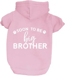 Soon to Be Big Brother Dog Hoodie Fleece Lined Pullover Sweatshirt with Leash Hole (Baby Pink, Medium 52)