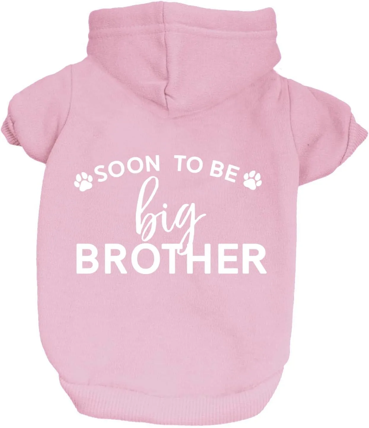 Soon to Be Big Brother Dog Hoodie Fleece Lined Pullover Sweatshirt with Leash Hole (Baby Pink, Medium 52)