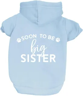 Soon to Be Big Sister Dog Hoodie Fleece Lined Pullover Sweatshirt with Leash Hole (Baby Blue, 4X-Large 56)