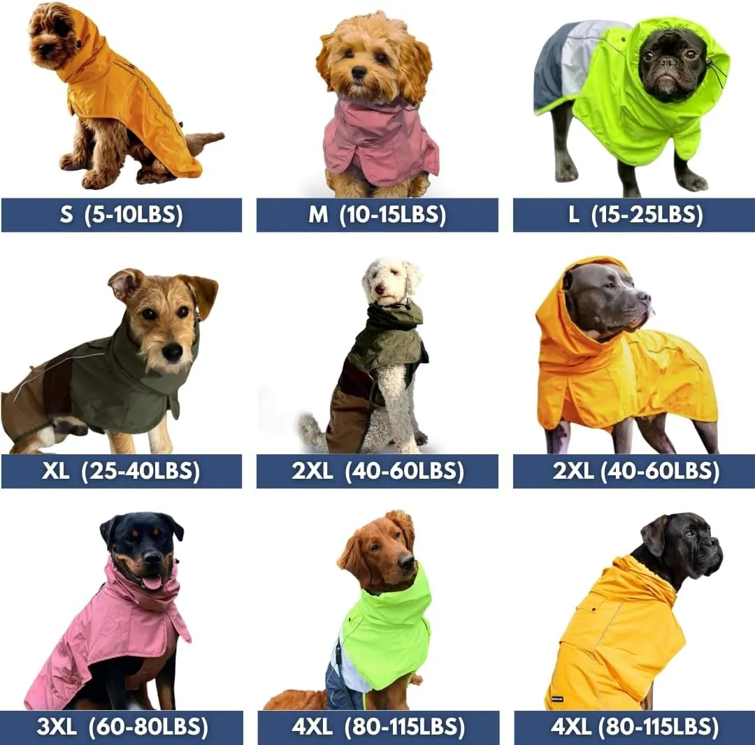 Spark Paws Dog Raincoat, Waterproof Windproof Rain Jacket, for Small Medium Large Extra Large Dogs, Reflective Breathable Full-Body Coverage Dry Suit - Green Brown Tan, XL