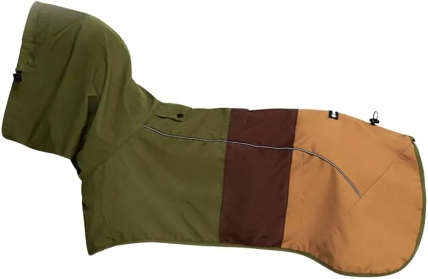 Spark Paws Dog Raincoat, Waterproof Windproof Rain Jacket, for Small Medium Large Extra Large Dogs, Reflective Breathable Full-Body Coverage Dry Suit - Green Brown Tan, XL