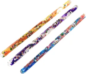 Star Magic Spiral Glitter Wands. 3pk 12.5" Sensory Wands for Kids - Glitter Tube Wonder Wand - Calming Toys Gift Party Bundle for Halloween Fairy Wizard Costume Accessories