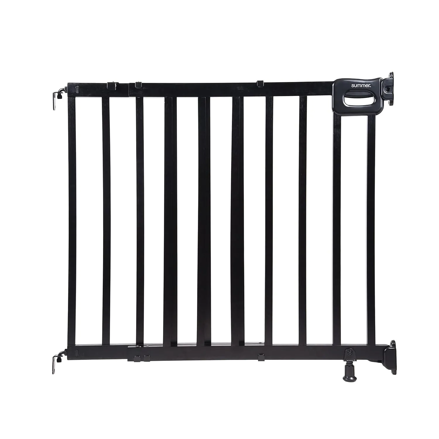 Summer Infant Deluxe Stairway Simple to Secure Safety Pet and Baby Gate,30'-48' Wide, 32' Tall, Install on Wall or Banister in Doorway or Stairway,Hardware Mount, Auto Close Walk-Thru Door-Black Wood
