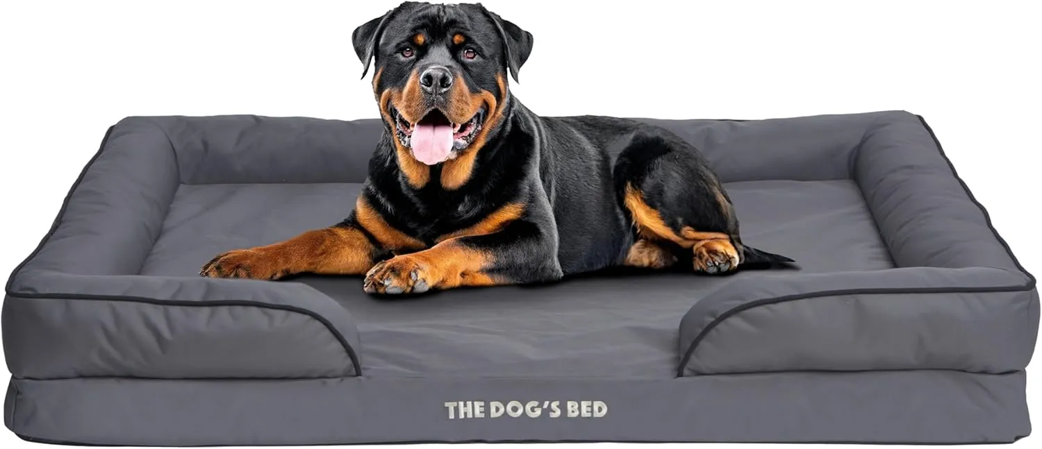 The Dogs Bed, Orthopedic Standard Foam Waterproof Dog Bed with Standard Support, XXL Grey with Black Trim, Waterproof, Supportive Dog Bed with Replaceable Covers, Veterinary Approved