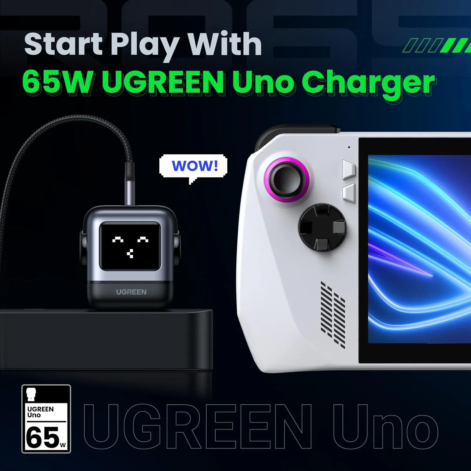 UGREEN Uno 65W USB C Charging Block Nexode 3-Port GaN Charger Compact Fast USB C Power Adapter for MacBook Pro/Air, XPS 13, Note 20/10 , iPhone 16/15, Galaxy S24/S23, Steam Deck, ROG Ally(Black)
